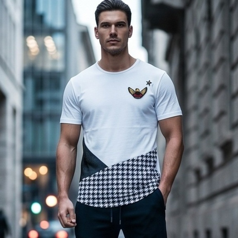 Bullfrog XL New Generation White Houndstooth Patch‎ Graphic T-Shirt Mens Cotton